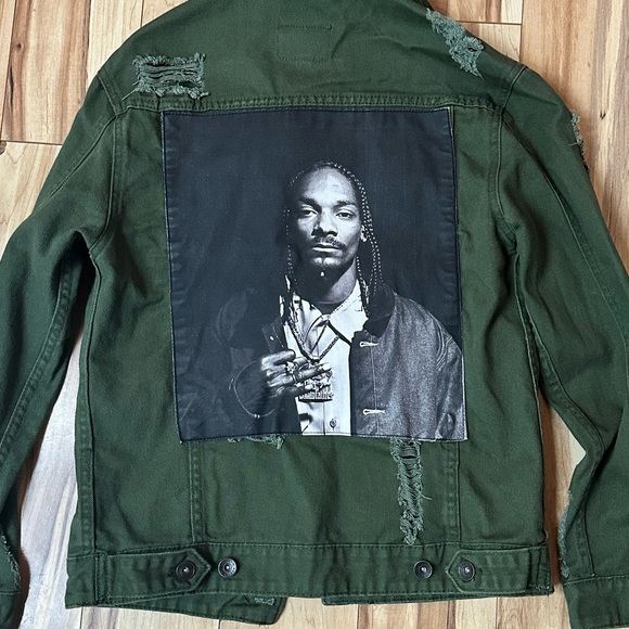 Snoop Dogg Olive Green Denim Jacket - Picture 1 of 5